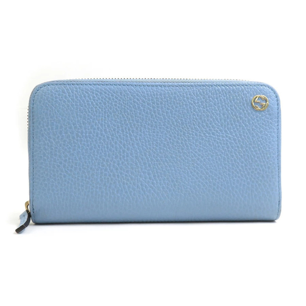 Gucci Round Zip Long Wallet Leather Blue